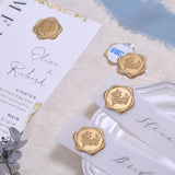 UNIQOOO Wax Seal Stickers - Eucalyptus Wedding Invitation Envelope Seal Stickers, 50 Pcs Self- Adhesive Prosecco Metallic Light Gold Stickers, Perfect for Invitation, Christmas, Gift Wrapping