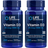 Life Extension Vitamin D3 – Immune & Bone Health Support – 1000 IU – 250 Softgels (Two-Pack)