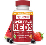 Feel Great 365 Superfruit Reds Supplement | Reds Superfood Antioxidant & Polyphenol Supplement | Anti-Aging Supplement | Acai Berry, Goji Berry, Noni, Mangosteen, Pomegranate, Blueberry & More