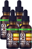 (4 Pack) Organic Vitamin D3 K2 Drops w MCT Oil Omega 3, 5000 IU, Maximum Strength Vitamin D Liquid 5000 IU, No Fillers, Non-GMO Liquid D3 for Faster Absorption & Immune Support, Unflavored, 4 Fl Oz