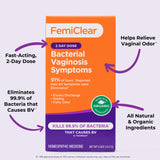 FemiClear (BV Symptoms - Vaginal Ointment for Fishy Odor, Excess Discharge, Itching & Discomfort Due to Bacterial Vaginosis, All-Natural and Organic Ingredients, 2-Day Dose