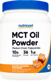 Nutricost Premium MCT Oil Powder (1 LB) (Salted Carmel) - Best for Keto, Ketosis, and Ketogenic Diets - Non-GMO and Gluten Free, Medium Chain Triglyceride