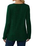 Saloogoe Green Sweaters Women Loose Fit V-Neck Long Sleeve Tops Christmas Shirts 2024 Green XL