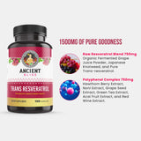 Ancient Bliss Resveratrol Powerful Antioxidant Supplement with Green Tea, Grape Seed Extract, Cardiovascular, Vitality & Immune Support Supplement for Men & Women
