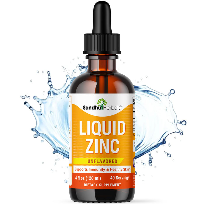 Liquid Zinc for Kids and Toddlers | 4 Oz Ionic Zinc Drops Sulphate Supplements, Large Glass Bottle | Easy to Take, Water Soluble | Unflavored, Made in USA