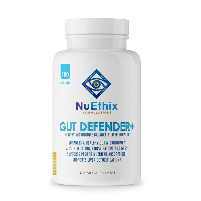 NuEthix Formulations Gut Defender+ Microbiome Balance Dietary Supplement, 180 Capsules, 90 Servings