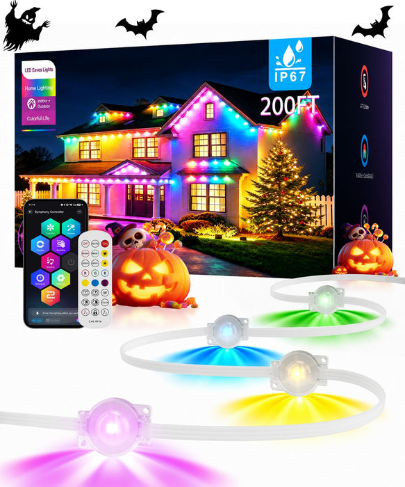 AMANEER Permanent Outdoor Lights for House, 200ft RGB Christmas LED Light