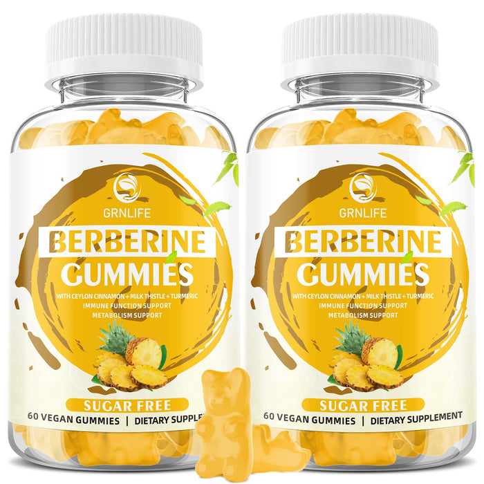 Berberine Gummies with Ceylon Cinnamon 1500mg High Potency Berberine HCL Supplement for Immune and Metabolism Support, Sugar Free Organic Berberine Gummies Pineapple Flavor - 120 Count