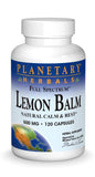 Planetary Herbals Lemon Balm Full Spectrum 500mg, Natural Calm and Rest, 120 Capsules