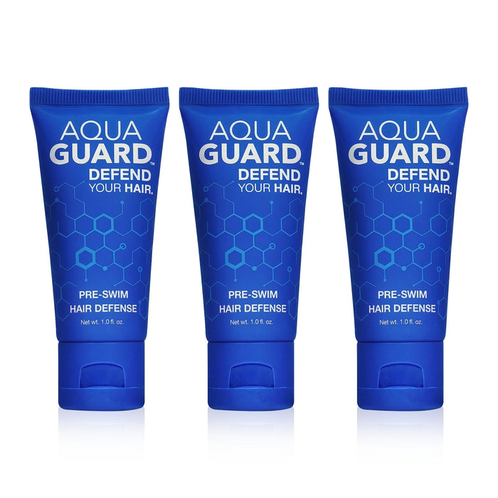 AQUA GUARD Pre-Swim Hair Defense | No More Swim Hair | Prevents Chlorine Damage + Softens Hair While Swimming | Made in California | Color Safe, Leaves Hair Smelling Great | 1 oz (3 Pack)