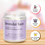 Taylor Candle with Lavender Scent -Birthday Gift/Party Decorations, Handcrafted, Long-Lasting 9oz Candle with Definition of Lavender Haze