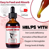 Liquid Iron Supplements for Dogs,LiquiI Iron with Vitamin C and B12,Supports Anemia, Low Enery Levels and Lethargy,Promotes Blood Health, Helps with Formation of Red Blood Cell