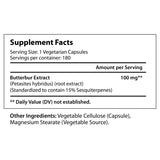 Butterbur Extract 100mg 180 Vegetarian Capsules | Made in USA | Natural Supplement | 100 mg Pure Powder Pill Formula