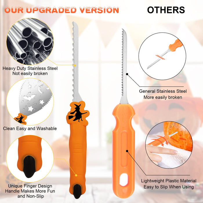 TRAALL Pumpkin Carving Kit Tools Halloween, Professional Heavy Duty Carving Set, Stainless Steel Sculpting Tool Carving Knife for Halloween Decoration Jack-O-Lanterns, Gift for Halloween(9PCS)