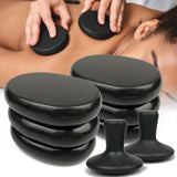 DEFUNX Hot Stones Massage Set - 8 Pcs Massage Stones Set Hot Rocks Oval and Mushroom Shaped Basalt Stone Kit for Home Spa Relaxing and Pain Relief