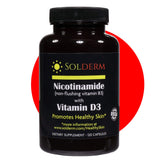 SOLDERM Nicotinamide with Vitamin D3 & Non-Flushing B3 | 500 Mg, 2000 IU | Vegetarian, Gluten-Free 120 Capsules | Promotes Healthy Skin