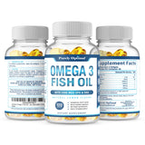 Premium Omega 3 Fish Oil Supplement 2400mg - Burpless Fish Oil Omega3 Softgels w/ 1440mg EPA & DHA, Brain Function & Eye Health - Lemon Flavor, Non-GMO 120 Softgels