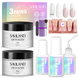 Saviland 3 Mins Instant Nail Repair Kit for Cracked Natural Nails: 60g Clear & White Dip Powder 21ml Nail Glue for Broken Nail Air Dry And Quick Fix for Home Salon Use