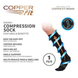 Copper Fit Unisex-Adult's 2.0 Easy-Off Knee High Compression Socks, black, Small/Medium