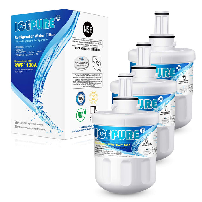 ICEPURE DA29-00003G Replacement for Samsung DA29-00003B DA29-00003A, Aqua-Pure Plus DA29-00003D DA29-00003F DA97-06317A, HAFCU1, WF289, WSS-1 WFC2201 HDX FMS-1 RWF1100A Refrigerator Water Filter 3PACK