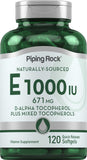 Piping Rock Vitamin E 1000 IU Softgels | 120 Count | with D-Alpha and Mixed Tocopherols | Gluten Free, Non-GMO Supplement