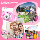 Goopow Kids Selfie Camera Toys for Girls Age 3-9, Digital Video Camera Toy with Protective Cover,Christmas Birthday Festival Gifts for 3-9 Year Old Girls Boys- 32GB SD Card Included (Pink-H15)