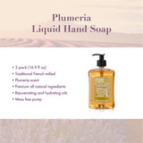 A LA MAISON Plumeria Liquid Hand Soap - Triple French Milled Natural Moisturizing Soap (Pack of 3, 16.9 oz Bottle)