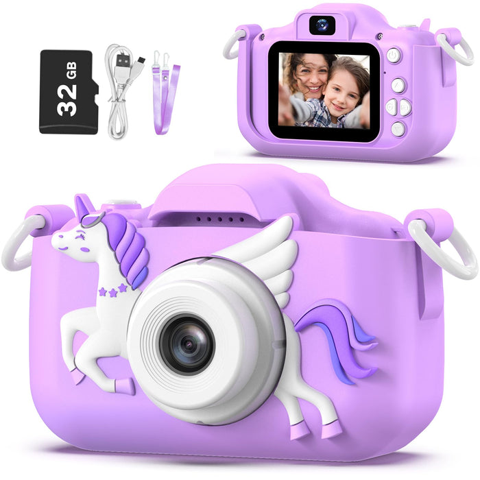 OUTUVAS Kids Camera for Girls, Kids Selfie Camera 3-12 Years Old Girls Christmas Birthday Gift for Girls, Little Girls Toys for 3 4 5 6 7 8 9 Years Old (Purple)