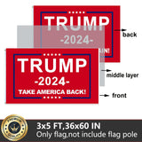 Trump 2024 Flag 3x5 Outdoor Double Sided- Red Take America Back Trump Flags Banner Heavy Duty Durable Polyester 3 Ply with Brass Grommets for Indoor Outdoor