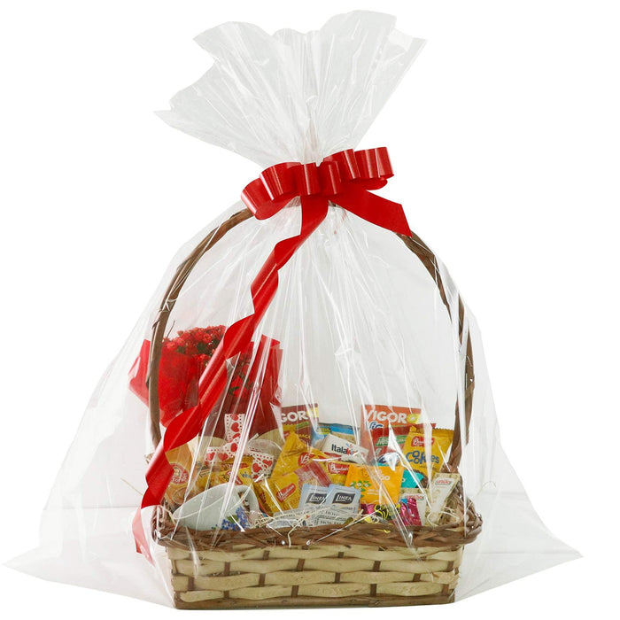 Morepack Extra Large Cellophane Bags for Gift Baskets 35x47 Inches, Jumbo Big Clear Cellophane Bags 20 Pieces