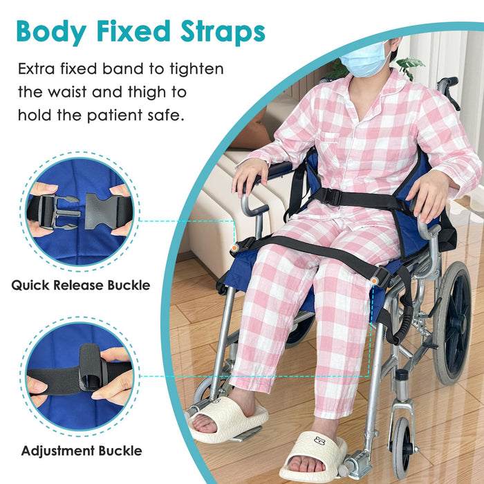 Patient Lift Stair Slide Board Transfer Emergency Evacuation Chair Wheelchair Belt Safety Full Body Medical Lifting Sling Sliding Transferring Disc Use for Seniors,handicap (Blue - 4 Handles)