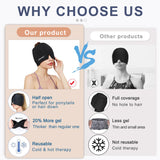 EXQUISLIFE Migraine Headache Relief Cap, Gel Ice Head Wrap, Hot and Cold Therapy, Headache Eyes Mask for Sinus, Puffy Eyes, Tension and Stress Relief (Dark Black)