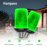 Hompavo 【Upgraded】 LED Flame Light Bulbs, Green Flickering Light Bulbs with Upside Down Effect, E26 Flame Bulb for Home Halloween St. Patrick's Day Christmas Decorations Indoor & Outdoor, 2 Pack