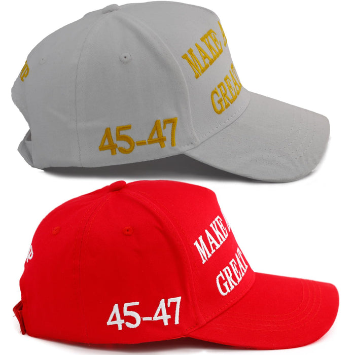 Nigua MAGA Hat, 2PCS 45-47 Trump 2024 Hat Make America Great Again Slogan Baseball Cap