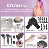 ROOHUA 28Pcs Hair Dye Coloring Kit- Hair Tinting Bowl, Hair agitator, Dye Brush, Ear Cover, Hairpin, Hair Coloring Cape For Hair Coloring Hair Dye Tools (28PCS)