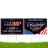 Trump 2024 Yard Signs, 2PCS 16" X 12" Trump 2024 Take America Back Yard Signs for Garden with Heavy Duty Metal H-Frames Double Sided Placard Voted For Trump Signs