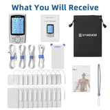 Stimease TENS Unit Muscle Stimulator, 24 Modes Dual Channel Rechargeable TENS EMS Machine for Pain Relief Therapy with 20 Electrode Tens Unit Replacement Pads