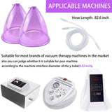 FUMOLEER Buttock Vacuum Cups 210ML &180ML,Vacuum Therapy Cupping Machine Accessories, 9.4inch & 8.26inch XL Suction Cups for Butt Massage with Y-Hose & Gua Sha Board, 2 Pairs (Purple)
