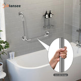 Angled Grab Bar 16x16 Inch Stainless Steel Knurled Toilet Handles Wall Mounted Bathroom Handicap Safety Rails for Elderly Injured Balance Support, L-shaped Brushed Nickel Grab Bar for Shower