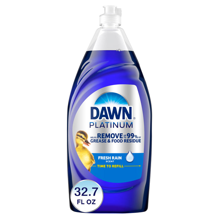 Dawn Platinum Dishwashing Liquid Dish Soap, Dish Soap Liquid, Dish Detergent Liquid, Fresh Rain Scent, 32.7 fl oz