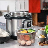 AOZITA Steamer Basket for Instant Pot Accessories 6 qt or 8 quart - 2 Tier Stackable 18/8 Stainless Steel Mesh - Silicone Handle - Vegetable Steamer Insert, Egg Basket, Pasta Strainer,Silver