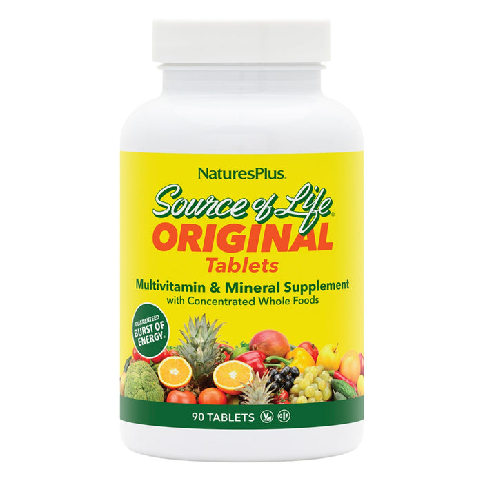 Natures Plus Source of Life - 90 Tablets - Multivitamin & Mineral Supplement - Supports Natural Energy & Overall Well-Being - Gluten Free, Vegetarian - 30 Total Servings