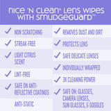Nice 'n Clean SmudgeGuard Lens Cleaning Wipes (100 Total Wipes) | Pre-Moistened Individually Wrapped Wipes | Non-Scratching & Non-Streaking | Safe for Eyeglasses, Goggles, & Camera Lens (Pack of 2)