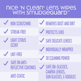 Nice 'n Clean SmudgeGuard Lens Cleaning Wipes (100 Total Wipes) | Pre-Moistened Individually Wrapped Wipes | Non-Scratching & Non-Streaking | Safe for Eyeglasses, Goggles, & Camera Lens