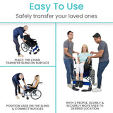 Vive Transfer Sling for Elderly & Disabled - Patient Transfer Lift Assist Device for Wheelchair - Transfer Board Alternative for Stairs, Chairs & Cars - Portable Stair Lift for Seniors & Adults