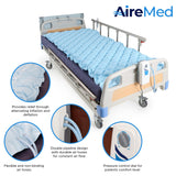 AireMed: Alternating Air Pressure Mattress Pad with Quiet Electric Pump System - Premium Hospital Bed Mattress Topper for Bed Sore Prevention - Medical Bed Sore Cushions for Butt & Back