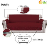 Easy-Going Reversible Loveseat Couch Cover for 2 Cushion Couch Sofa Cover for Dogs Water Resistant Furniture Protector with Foam Sticks Elastic Straps for Pet (Loveseat, Christmas Red/Ivory)