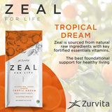 Zurvita Zeal for Life Wellness Drink Mix - Tropic Dream Flavor, 10 Single-Serving Packets - Gluten-Free, Vegan, with Biotin, Vitamins B12, C, D, E, Iron, Magnesium, Zinc, and More for Overall Health