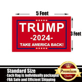 Trump 2024 Flag 3x5 Outdoor Double Sided 3 Ply-Red Trump Take America Back Flags Vivid Color Clear Pattern Reinforcement Sewing Durable Polyester