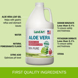 Pure Aloe Vera Juice - Pomegranate Flavored - Cold-Processed - Inner Filet from Organic Fresh Leaves from Texas - Aid- 64 fl oz